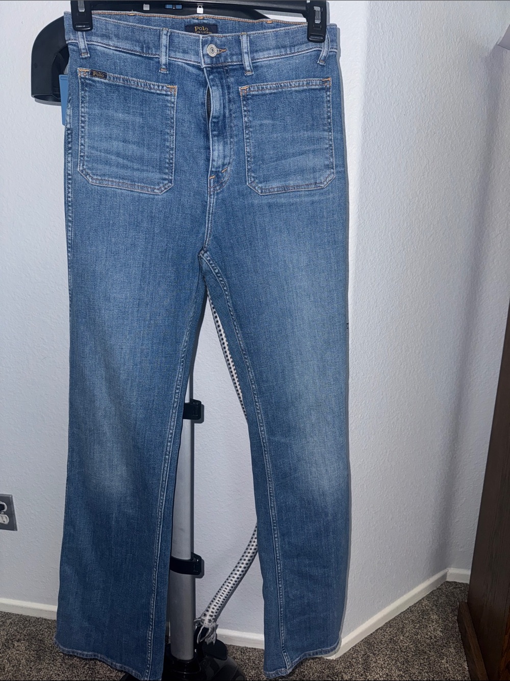 Polo Ralph Lauren Mid Blue Straight Leg Jeans with Front Patch Pockets